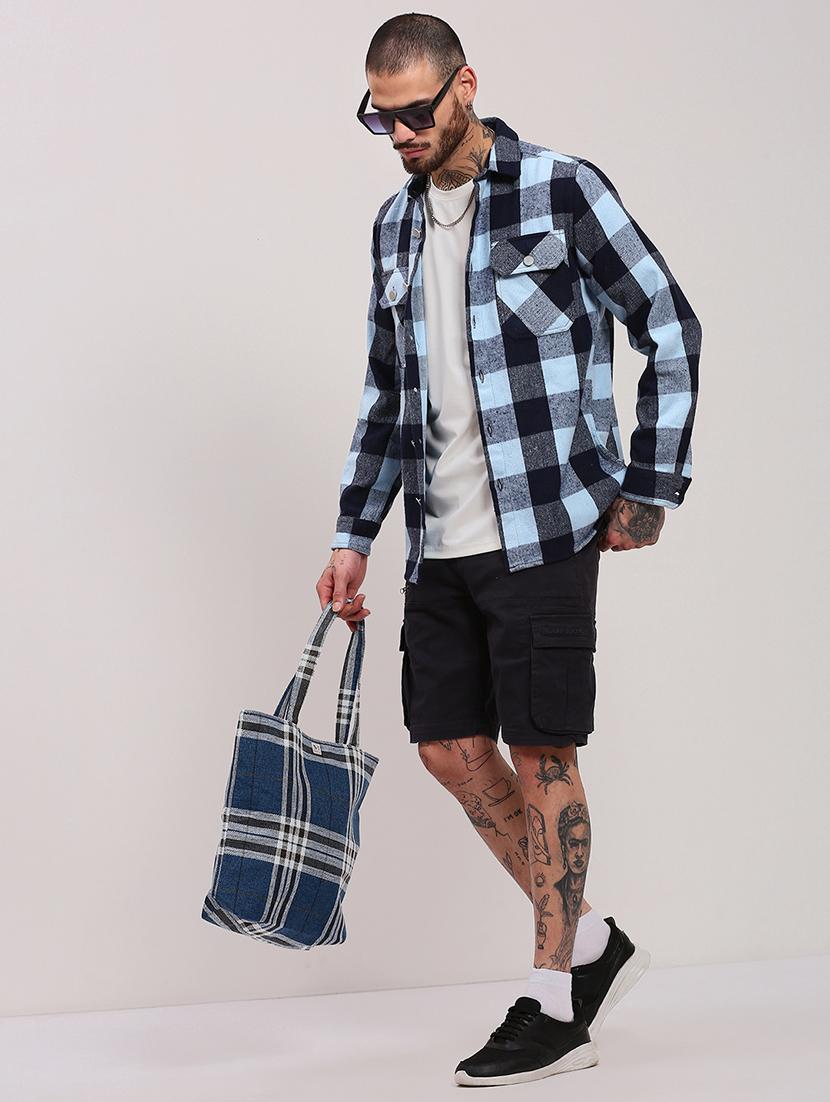 men long sleeves checkered casual shirt - 21682392 - Standard Image - 4
