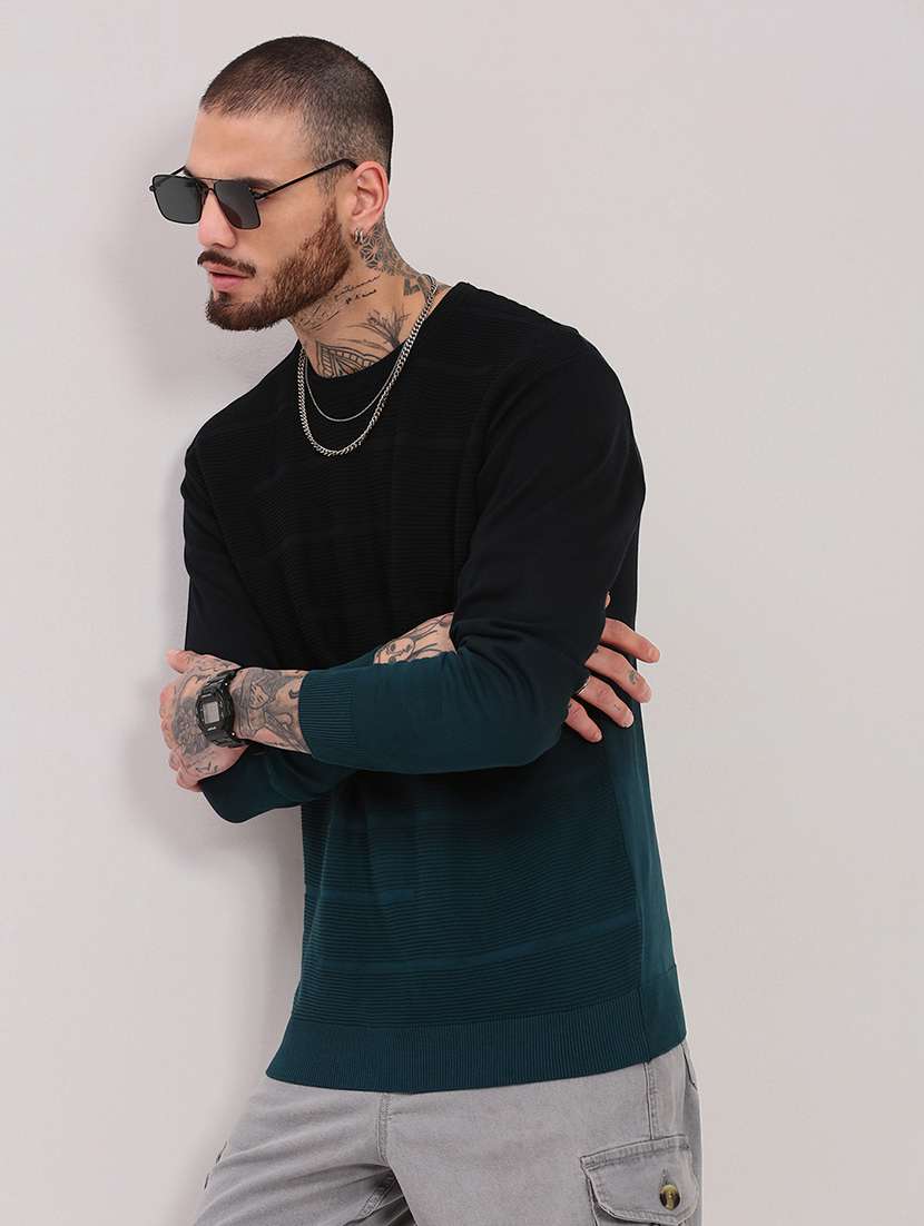 men long sleeves color block pullover - 21682402 -  Standard Image - 1