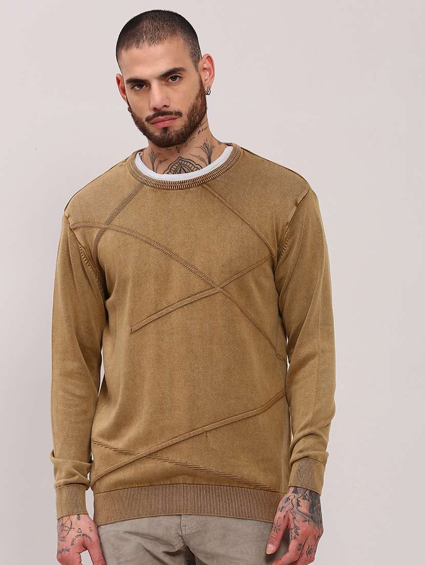 men long sleeves plain pullover