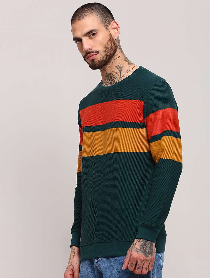 men long sleeves color block pullover - 21682425 -  Standard Image - 1