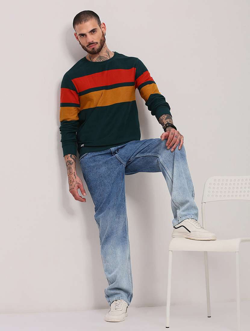 men long sleeves color block pullover - 21682425 -  Standard Image - 4