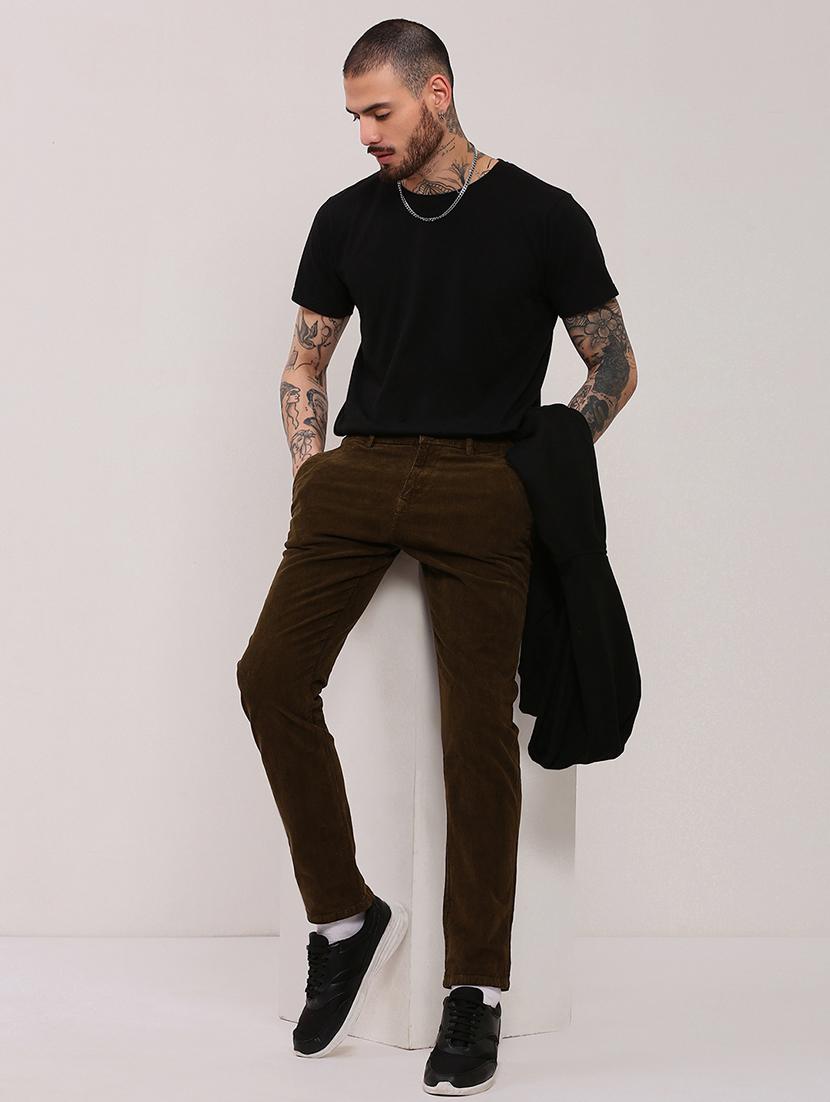 men low rise solid cordurory trouser - 21682447 - Standard Image - 4