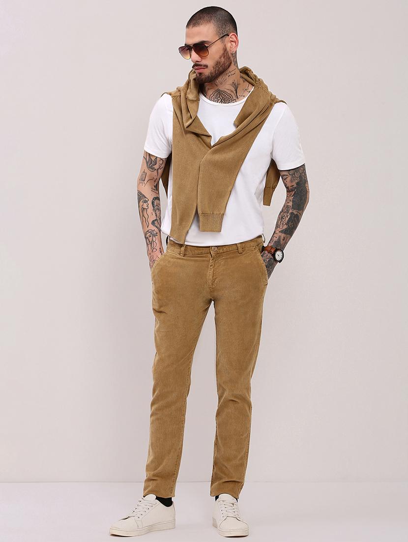 men low rise solid cordurory trouser - 21682448 - Standard Image - 4
