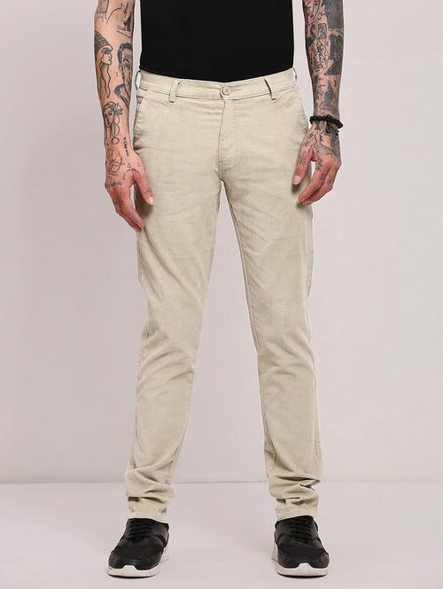 men low rise solid chinos - 21682452 - Standard Image - 0