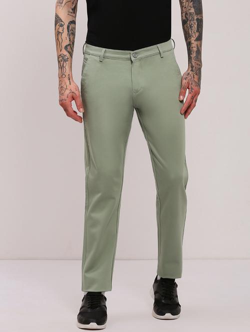 men low rise solid chinos - 21682464 - Standard Image - 0