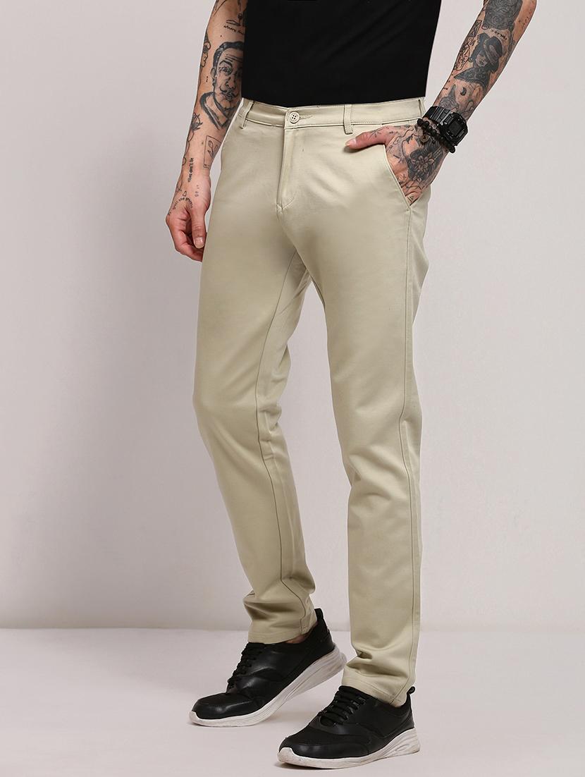 men low rise solid chinos - 21682466 - Standard Image - 1