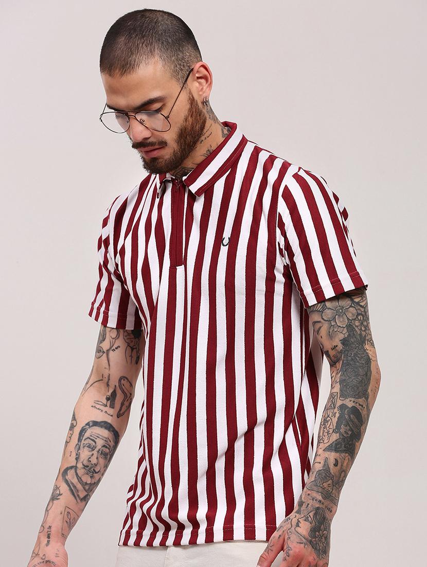 men short sleeves striped polo t-shirt - 21682472 - Standard Image - 1