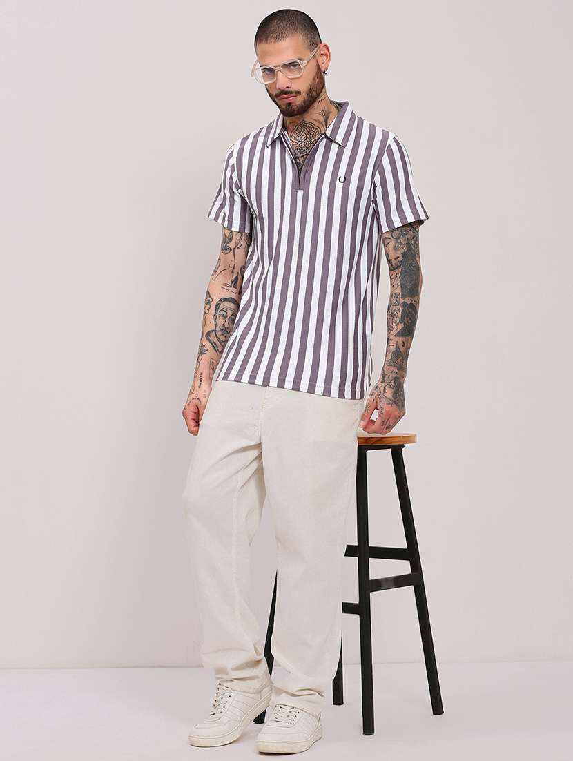 men short sleeves striped polo t-shirt - 21682474 - Standard Image - 4
