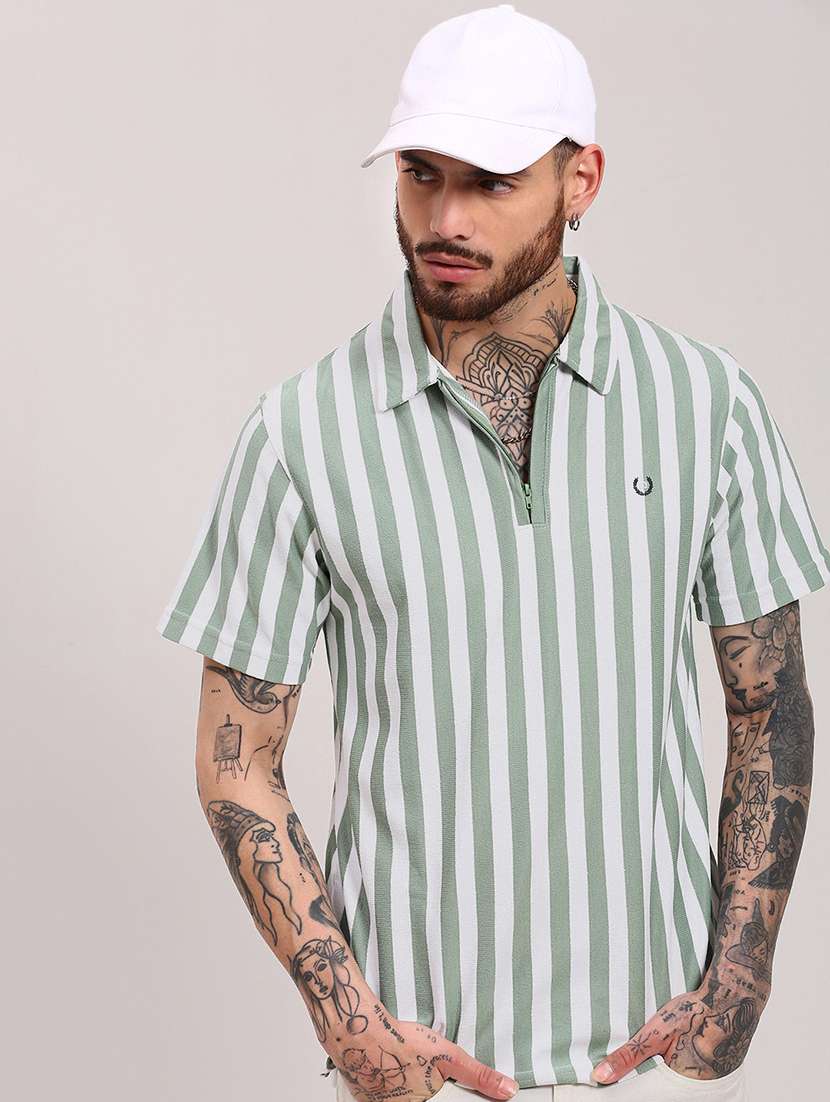 men short sleeves striped polo t-shirt - 21682476 -  Standard Image - 1
