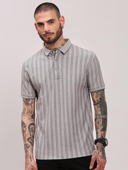 men short sleeves striped polo t-shirt - 21682478 - Standard Image - 0