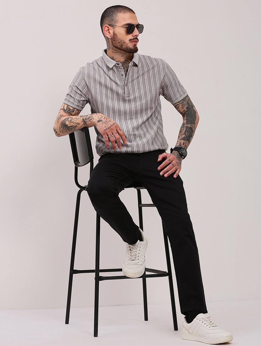 men short sleeves striped polo t-shirt - 21682478 - Standard Image - 4