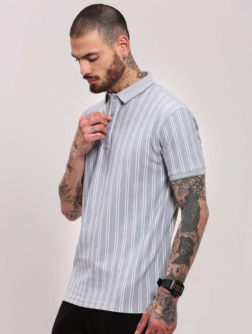 men short sleeves striped polo t-shirt - 21682479 -  Standard Image - 1