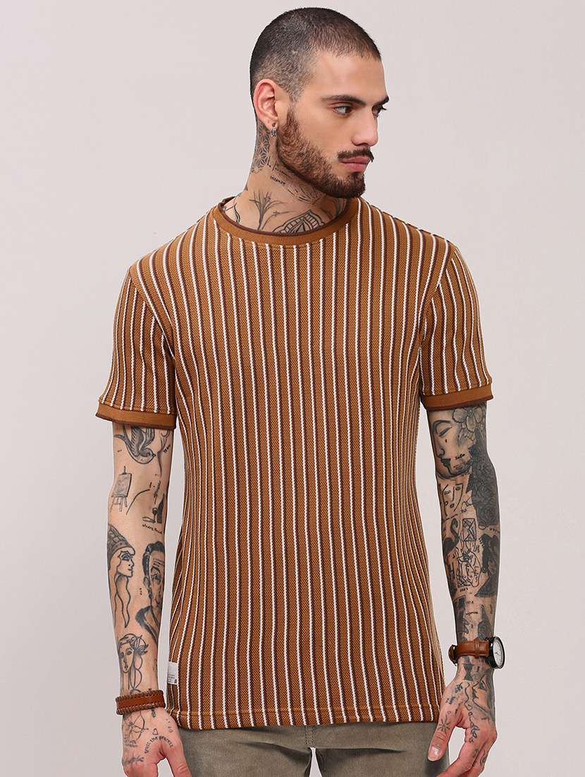 men short sleeves striped t-shirt