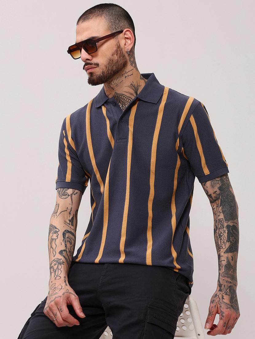 men short sleeves striped polo t-shirt - 21682498 - Standard Image - 1