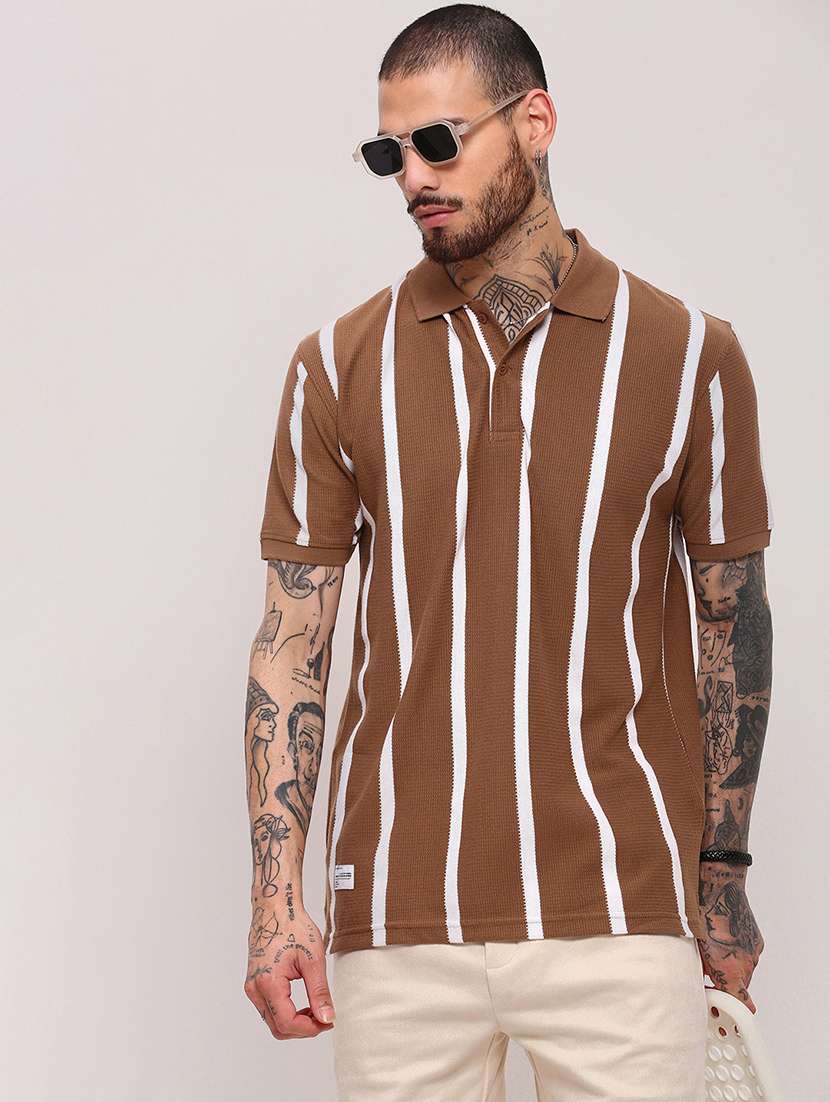 men short sleeves striped polo t-shirt - 21682499 -  Standard Image - 1