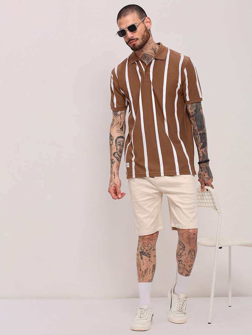 men short sleeves striped polo t-shirt - 21682499 -  Standard Image - 4