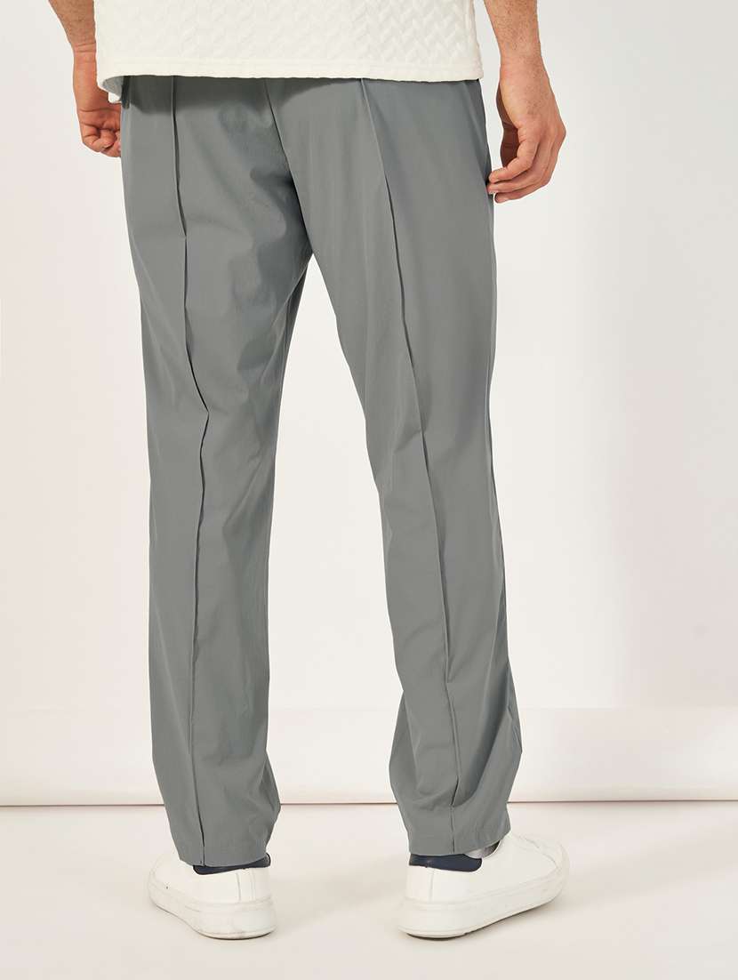 men mid rise solid casual trouser - 21682534 -  Standard Image - 1