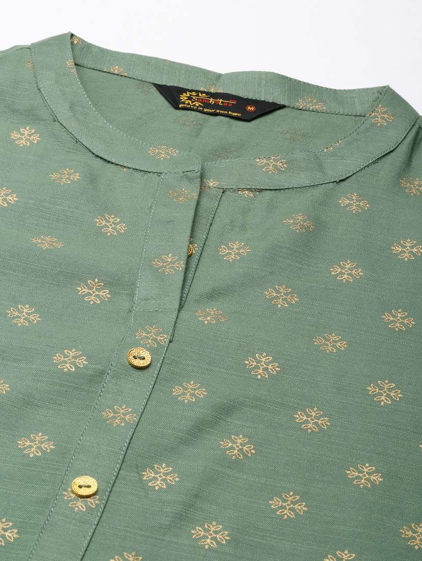 women printed mandarin neck a-line kurta - 21682676 - Standard Image - 4