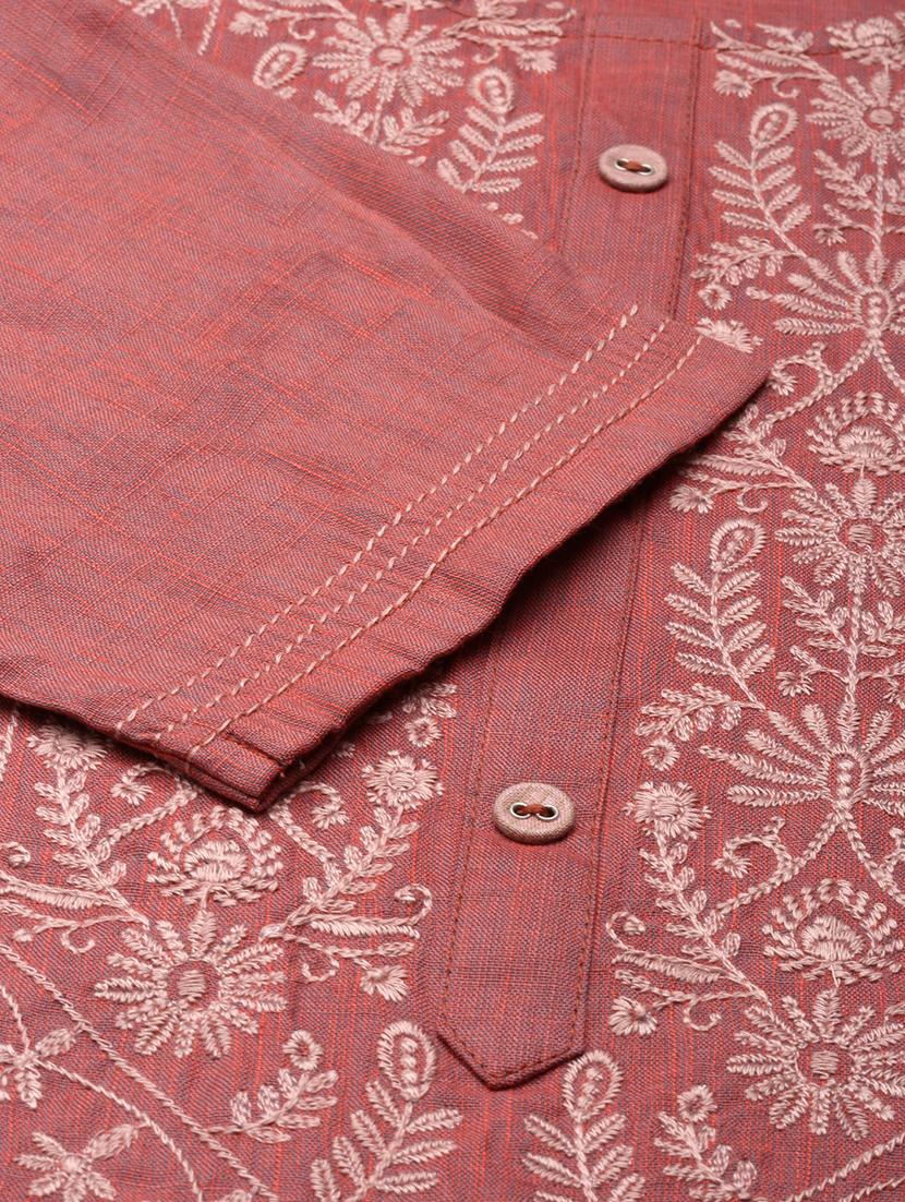 women round neck embroidered straight kurta - 21682706 - Standard Image - 4