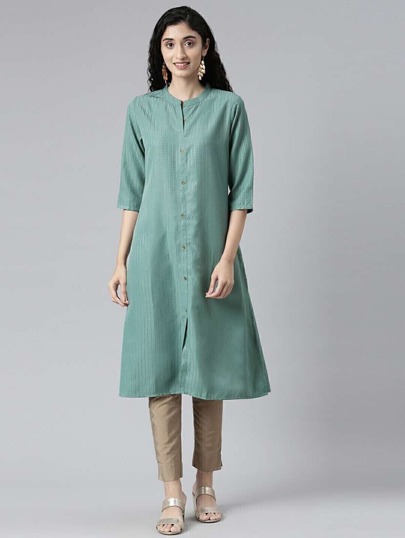 women self designed mandarin neck a-line kurta - 21682757 -  Standard Image - 1