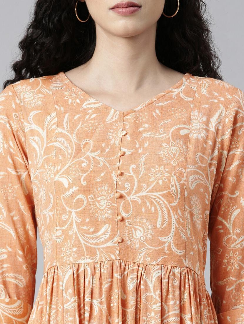 orange viscose straight kurta - 21682783 - Standard Image - 4