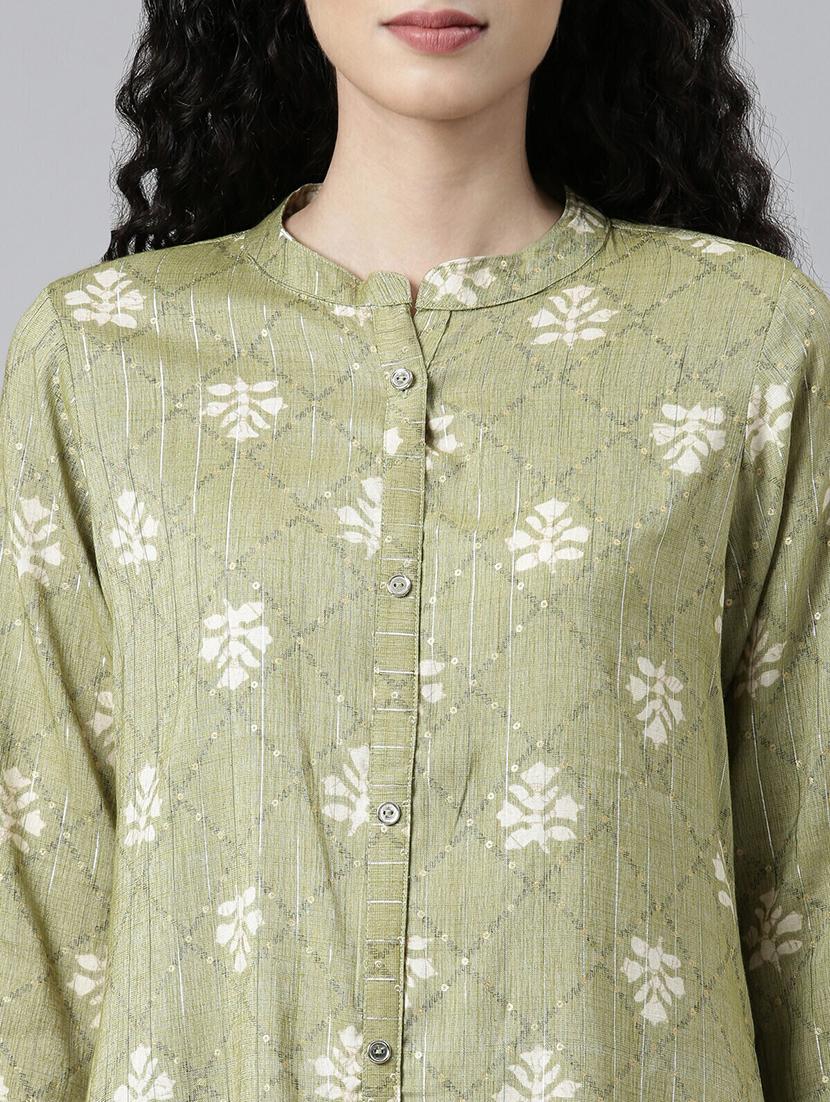 women printed three quarter sleeve a-line kurta - 21682800 - Standard Image - 4