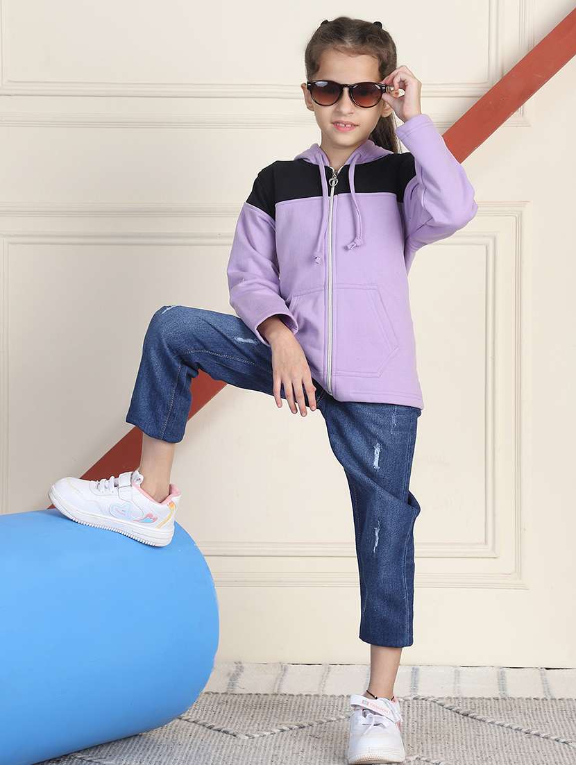 girls long sleeves color block sweatshirt - 21682873 -  Standard Image - 4