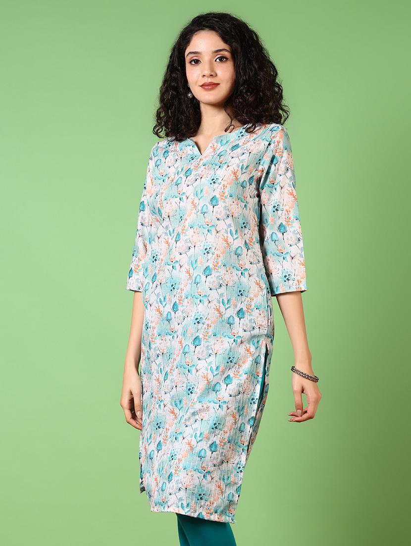 women printed three quarter sleeve kurta - 21682917 - Standard Image - 1