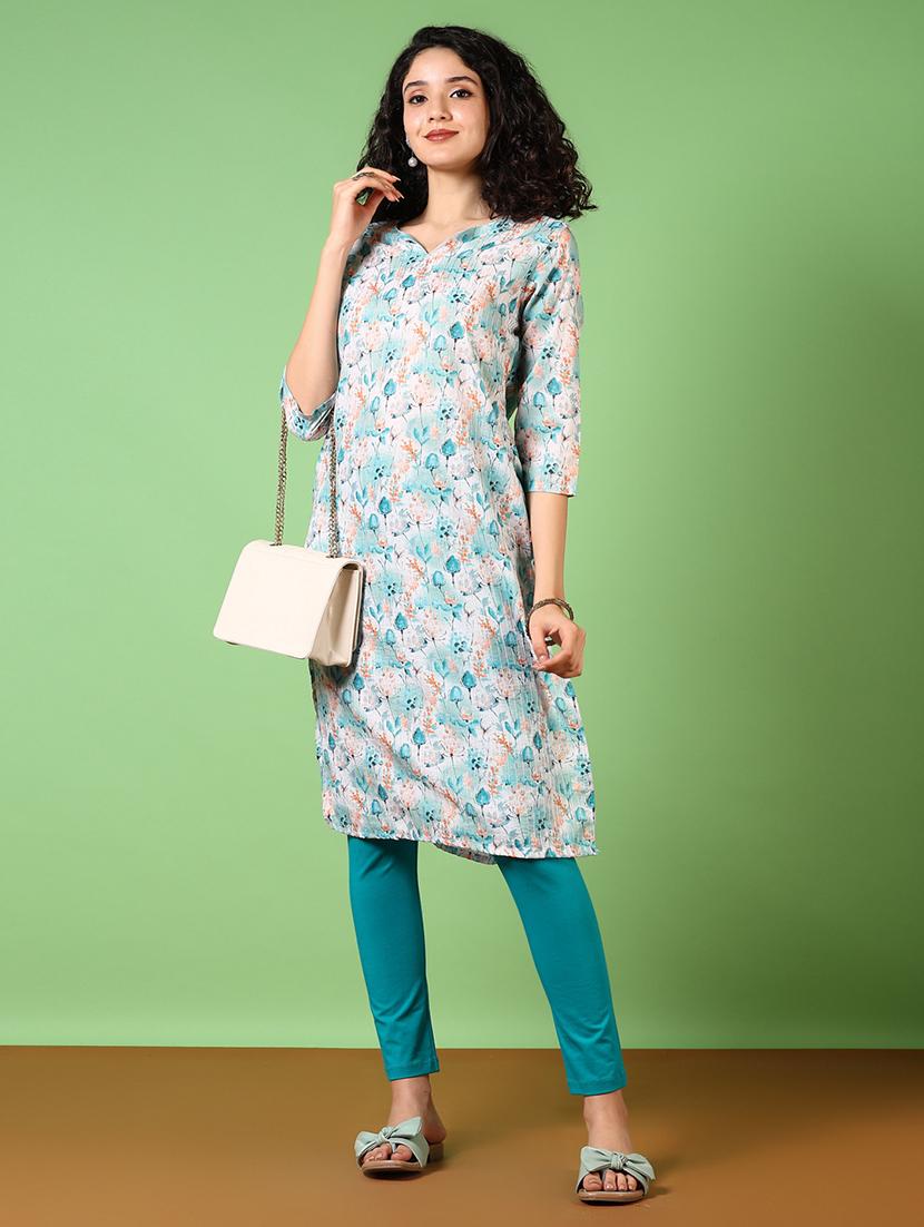 women printed three quarter sleeve kurta - 21682917 - Standard Image - 4