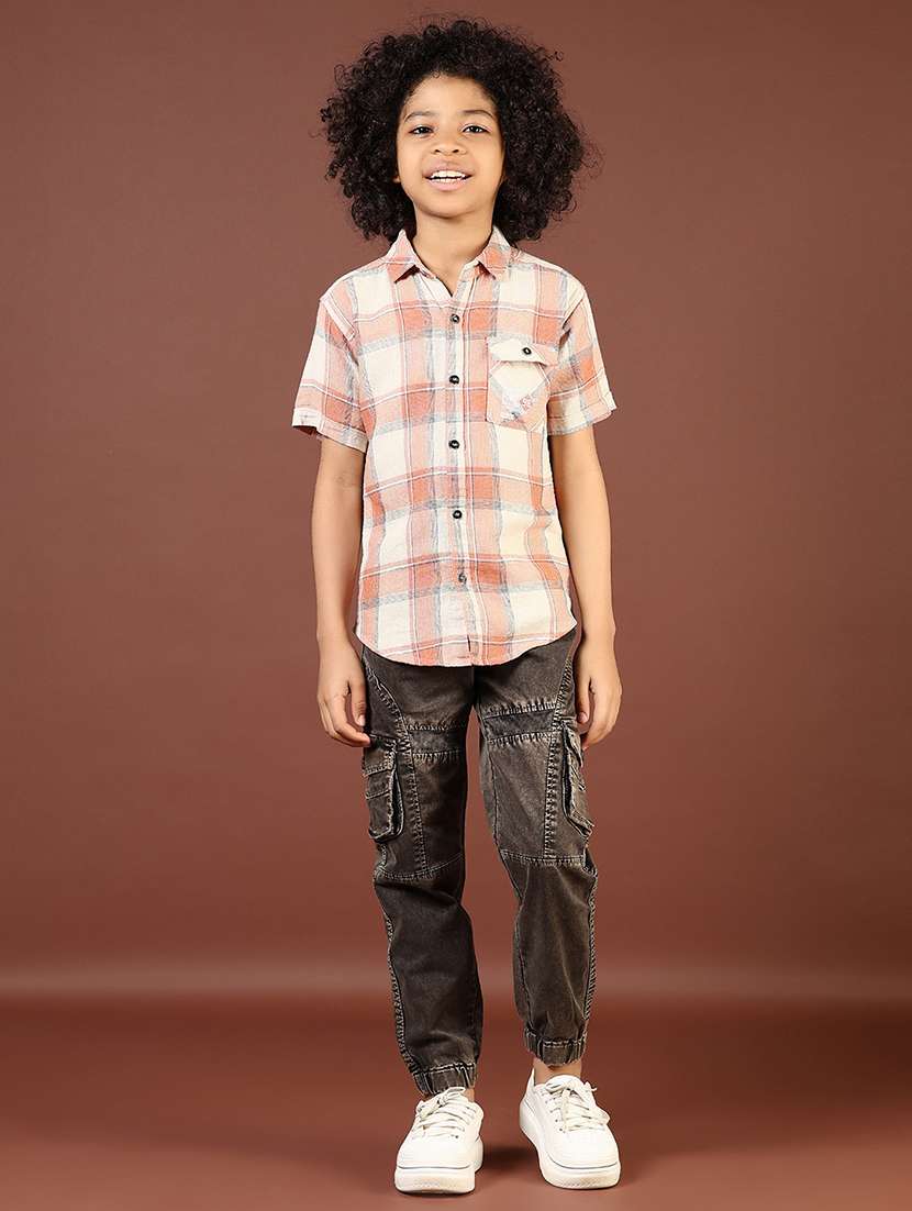 boys checkered collared casual shirt - 21682949 -  Standard Image - 4