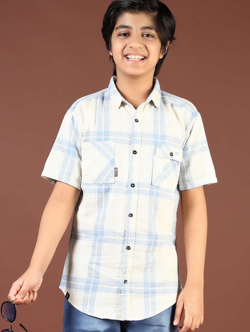 boys checkered collared casual shirt