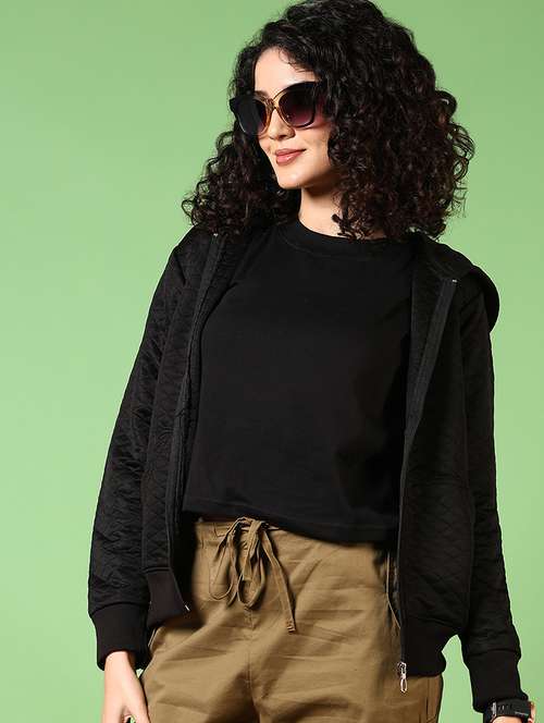 women solid hooded long sleeves sweatshirt - 21683043 -  Standard Image - 0