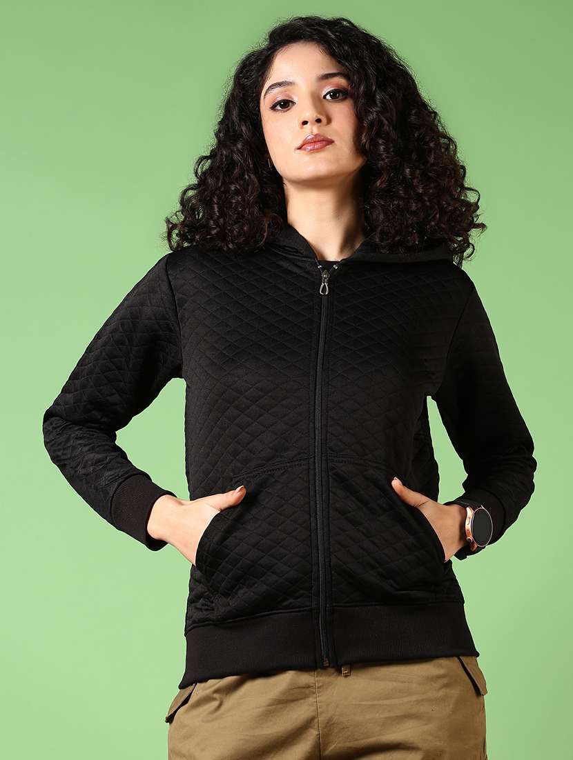 women solid hooded long sleeves sweatshirt - 21683043 - Standard Image - 1