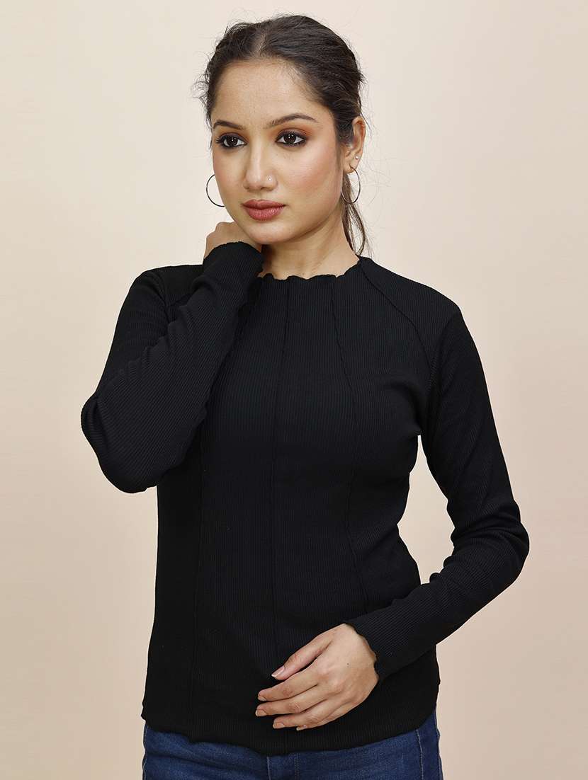 women solid long sleeves regular top - 21683259 -  Standard Image - 1