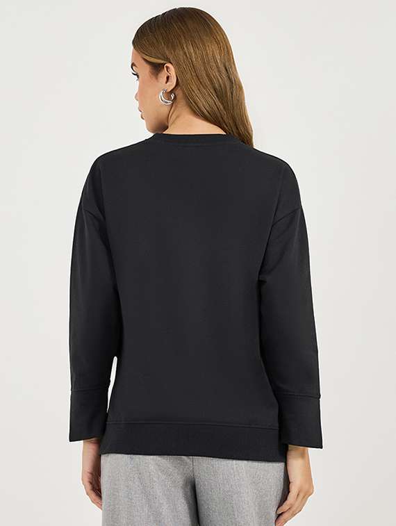 women solid long sleeves sweatshirt - 21683326 -  Standard Image - 1