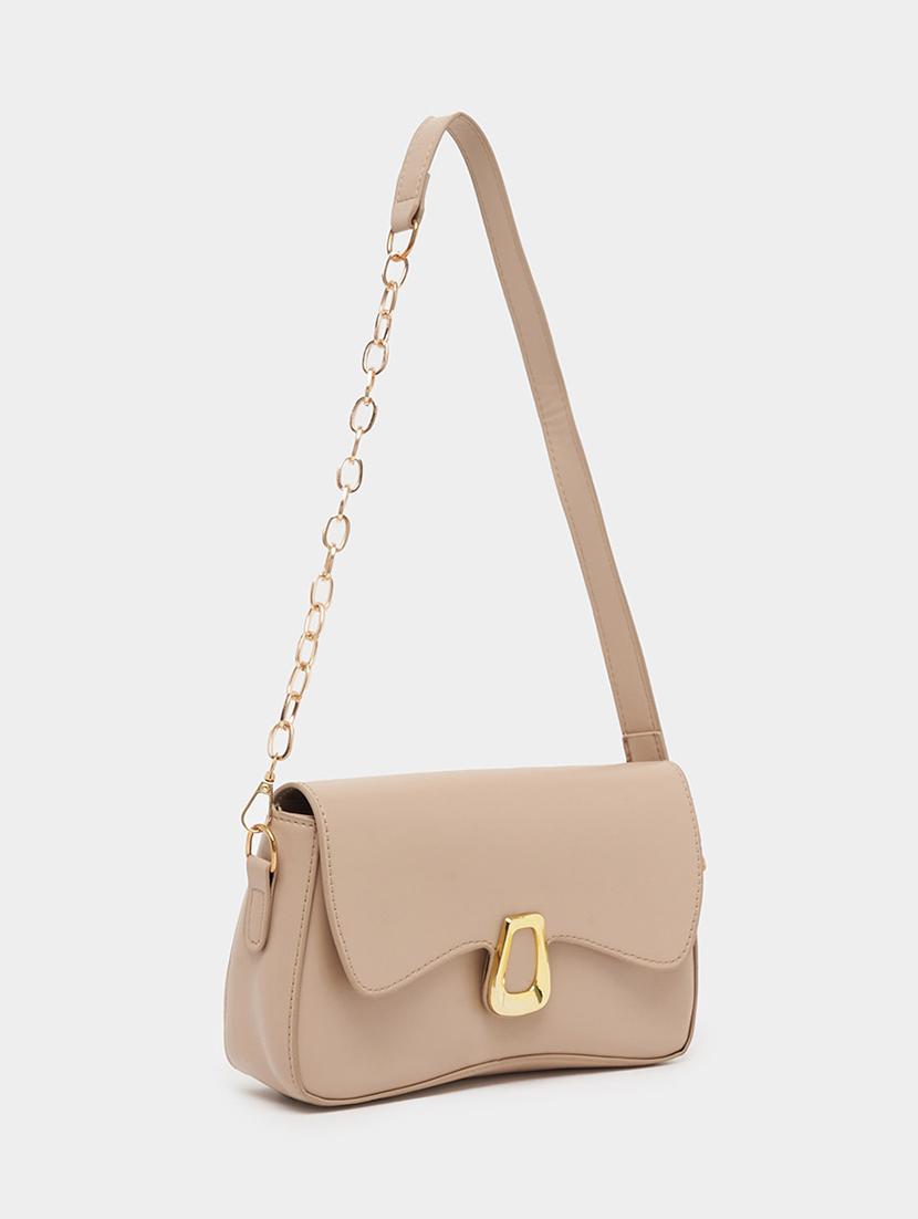 beige pu sling bag - 21683329 - Standard Image - 1