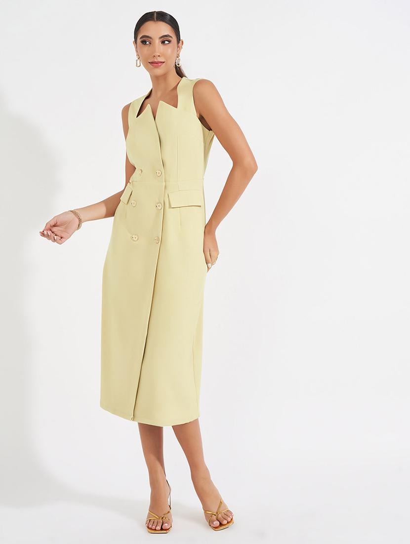 women solid sleeveless coat dress - 21683336 -  Zoom Image - 0
