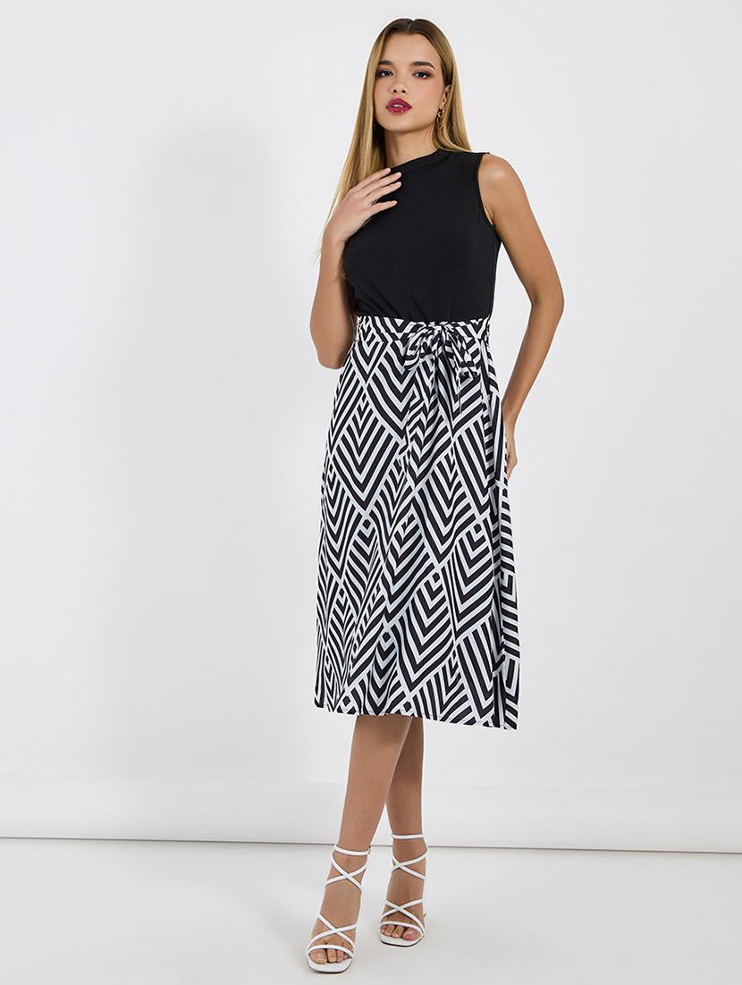 women color blocked sleeveless a-line dress - 21683339 - Standard Image - 1