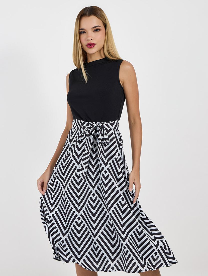 women color blocked sleeveless a-line dress - 21683339 - Standard Image - 4