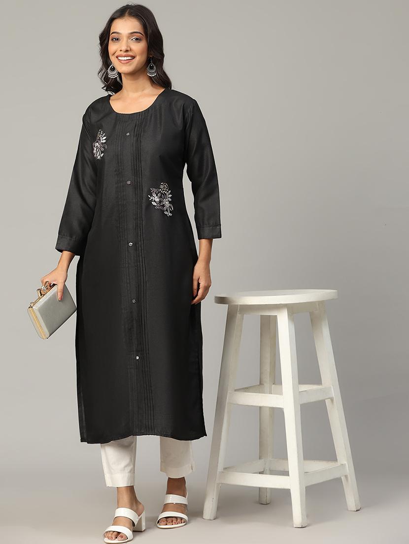 women embroidered sequin work straight kurta - 21683347 - Zoom Image - 0