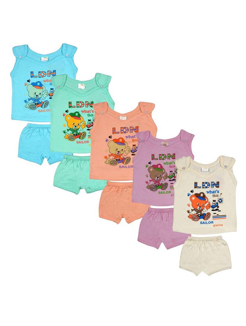 kids printed cotton shorts twin sets combo