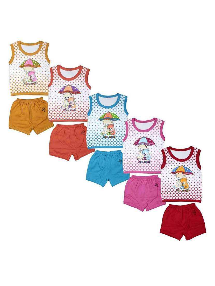 kids printed cotton shorts twin sets combo