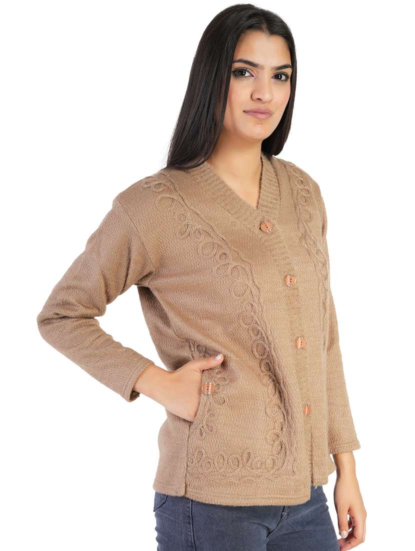 women slef designed long sleeves cardigan - 21683547 -  Standard Image - 1