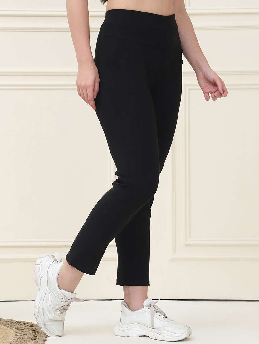 women solid high rise jegging - 21683641 - Standard Image - 1