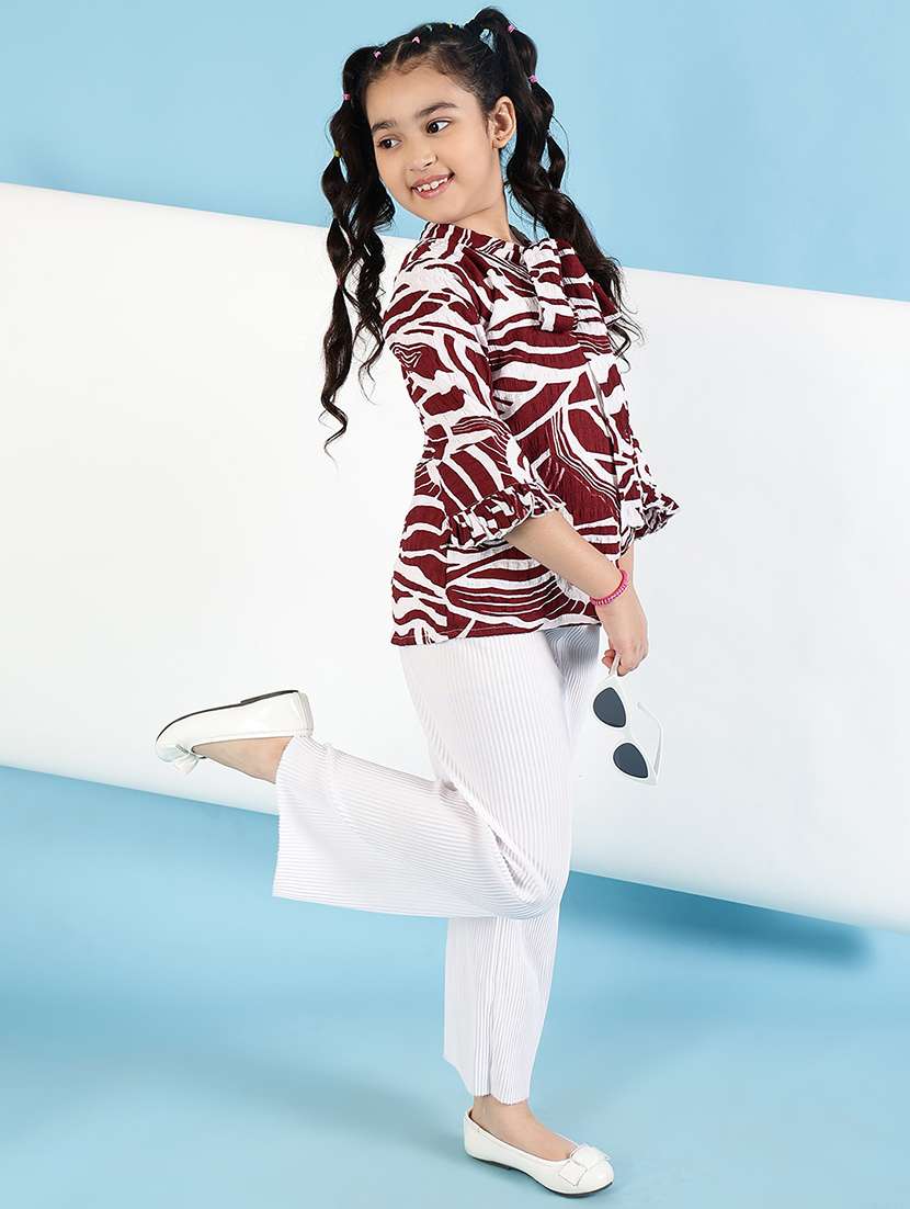 girls printed three quarter sleeves regular top - 21683788 -  Standard Image - 4