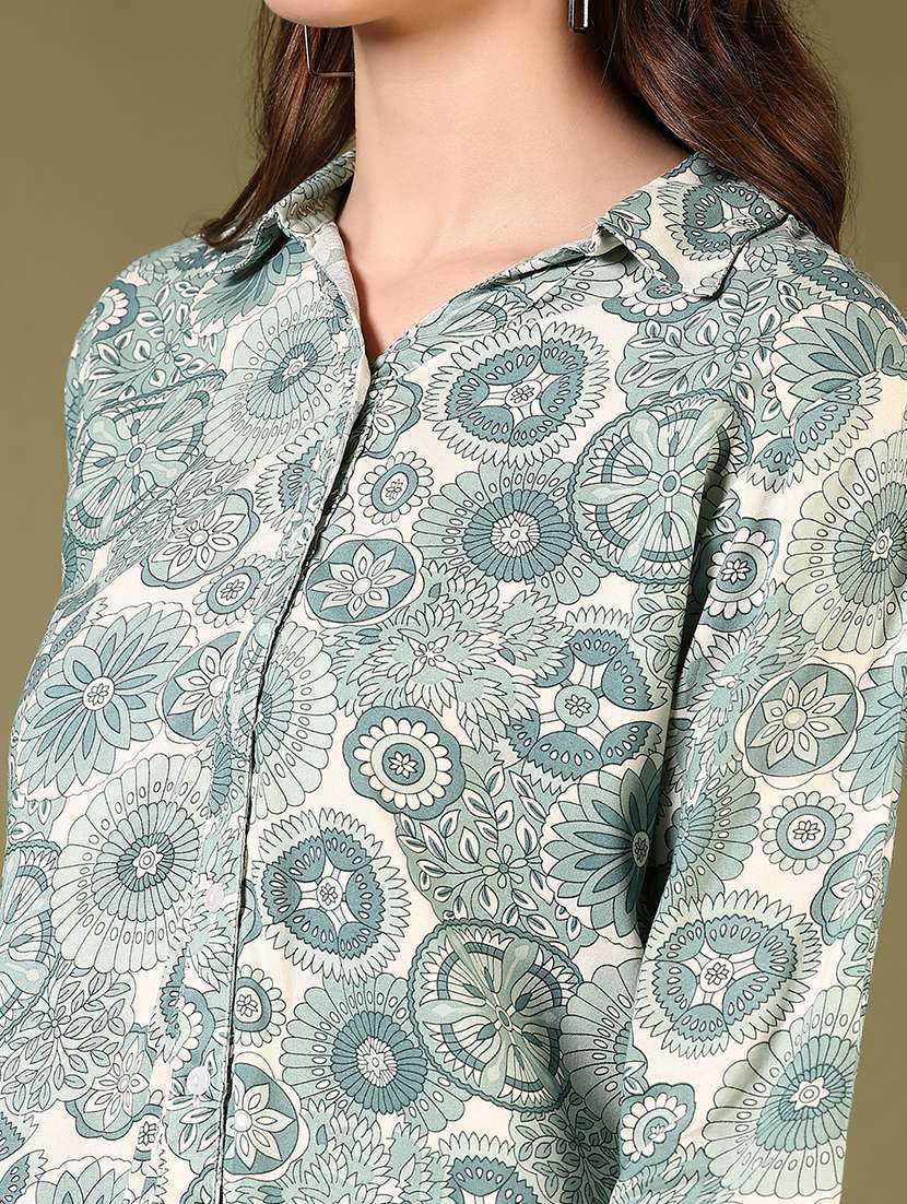 women green printed long sleeve regular fit shirt - 21683924 -  Standard Image - 4