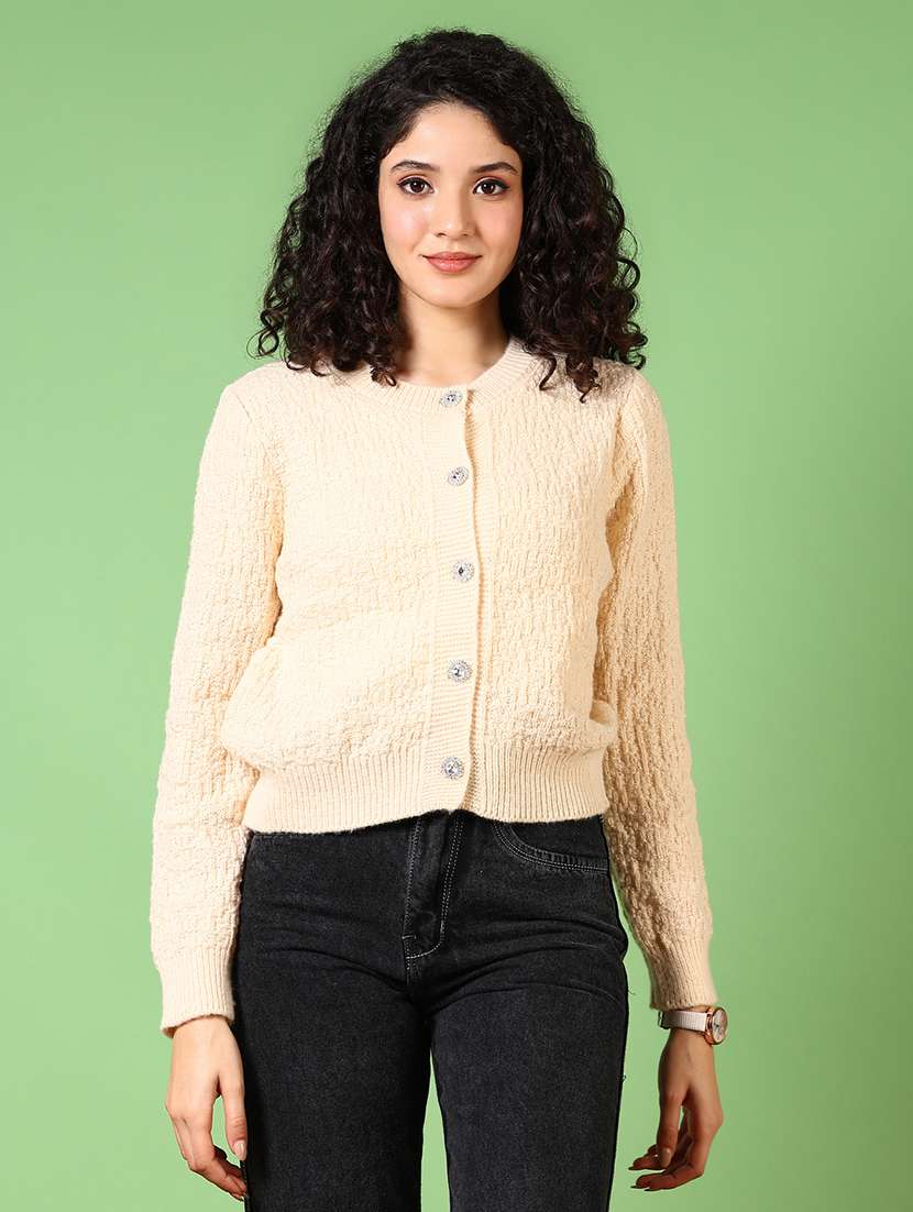 women self designed long sleeve cardigan - 21683964 - Standard Image - 1