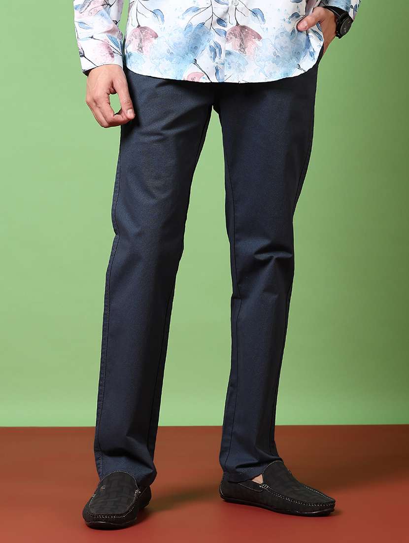 men solid mid rise chinos trouser - 21684068 -  Standard Image - 1