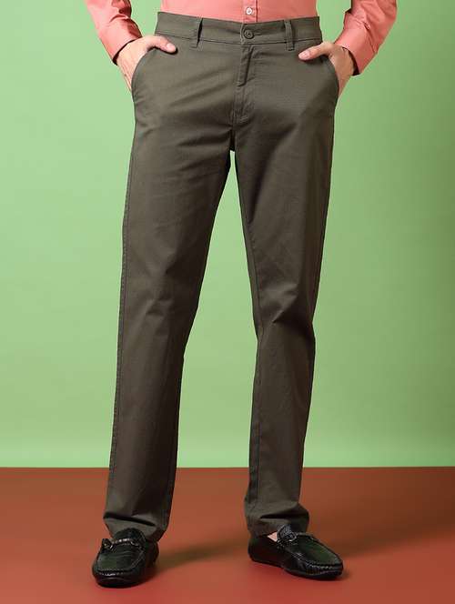 men solid mid rise chinos trouser - 21684070 -  Standard Image - 0
