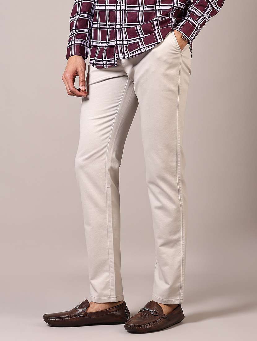 men solid mid rise chinos trouser - 21684082 -  Standard Image - 1